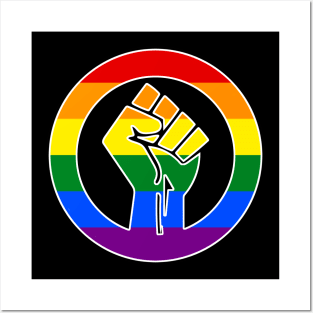 Black Lives Matter Fist Circled LGBTQ Flag Pride Rainbow Posters and Art